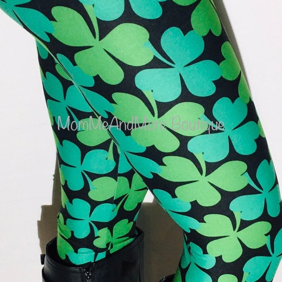 OS NEW Womens Shamrock Clover St Patrick Day Leggings Yoga Pants Tights - Picture 5 of 9
